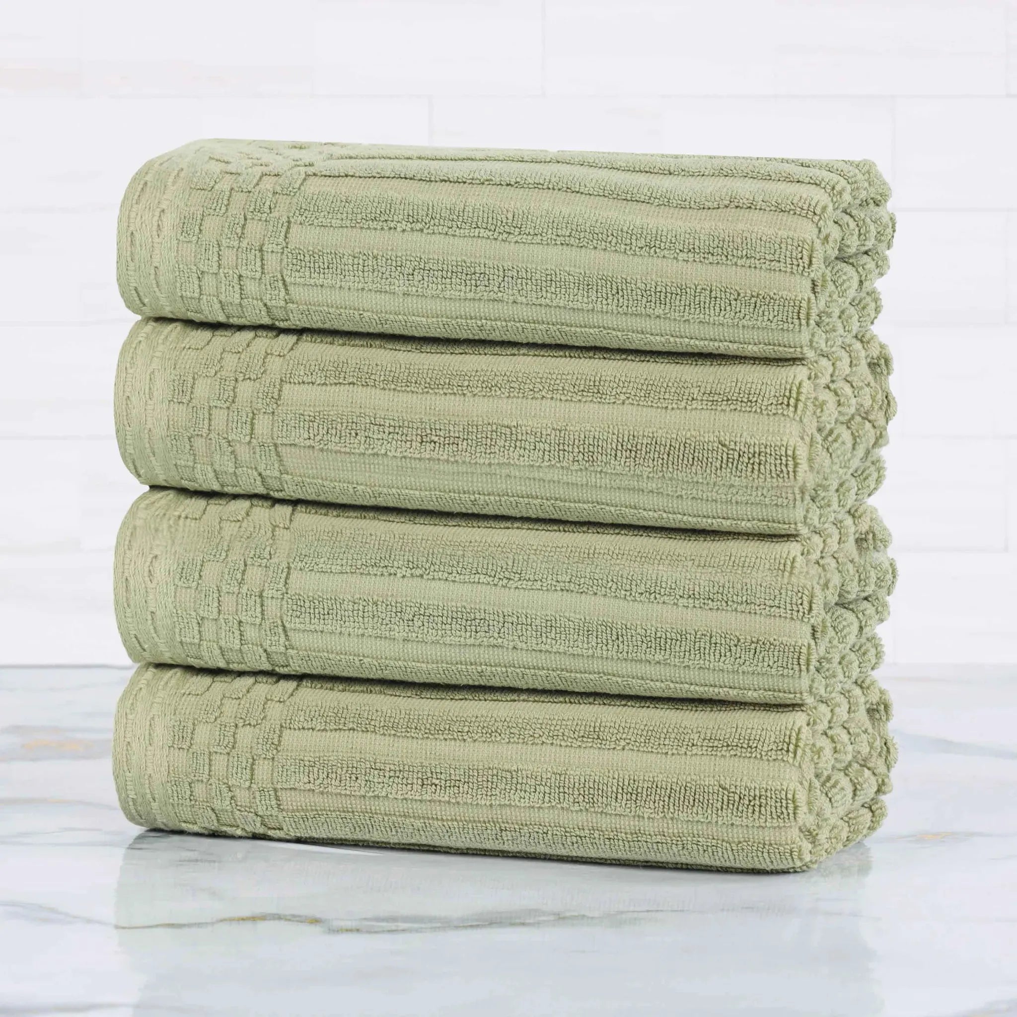 Premium Soho Ribbed Cotton Hand Towel Set - 4-Piece Ultra Absorbent Bath Towels for Kitchen, Bathroom & Gym - Soft & Quick-Drying