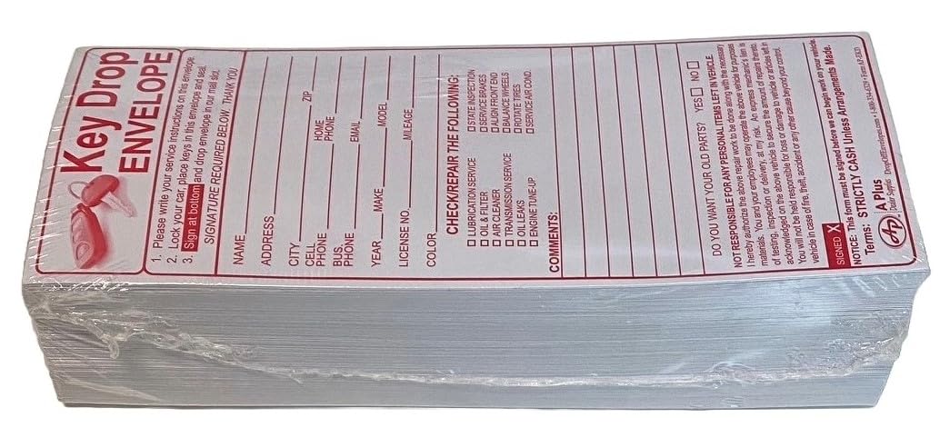500 Key Drop Envelopes EKD (P11) - Secure Key Storage for Hotels, Rentals & Property Management