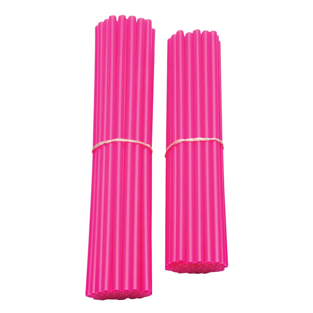 Bykas Dirt Bike Spoke Wraps Neon Pink - Compatible with Triumph Scrambler 865 (2007-2015) | High-Visibility Wheel Accents for Off-Road & Urban Riding Safety