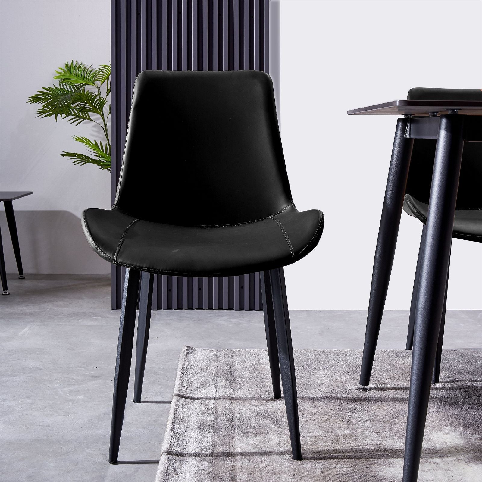 Premium Black PU Seat & Carbon Steel Frame Dining Chairs - Set of 4 Modern Kitchen Chairs for Dining Room, Restaurant, or Cafe - by Criterion™