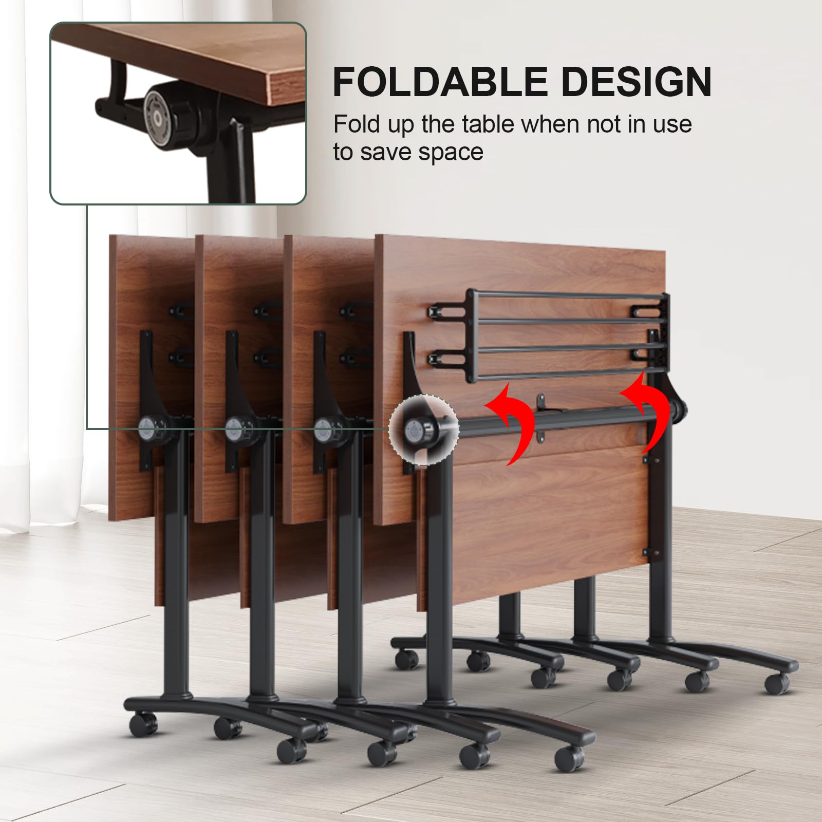 Foldable Flip Top Conference Table with Wheels - 4-Pack 47.2