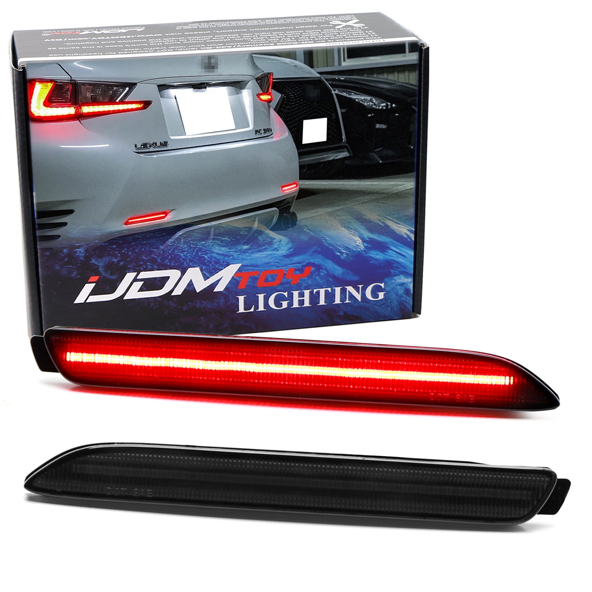 Dark Smoke Lens LED Strip Rear Bumper Reflector Lights for Lexus IS F RC NX RX GX - Durable Waterproof Tail Lights for Night Driving & Enhanced Vehicle Safety