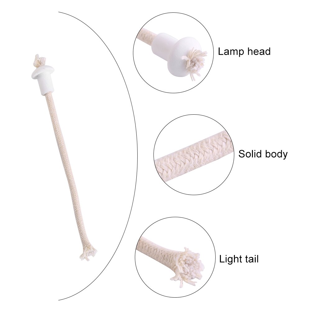 7Pcs Heat-Resistant Kerosene Lamp Wicks - Cotton Core Oil Lantern Wick Replacement with Ceramic Holder for Wine Bottle Torch, Outdoor Camping & Emergency Lighting