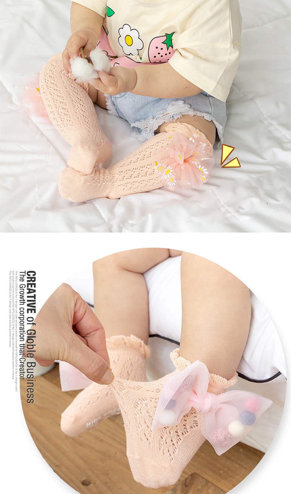 1 Pair Baby Girls Boys Cotton Knee High Socks - Soft Uniform Tube Ruffled Stockings for 0-4T Toddlers - Perfect for School Uniforms, Photo Shoots & Everyday Wear