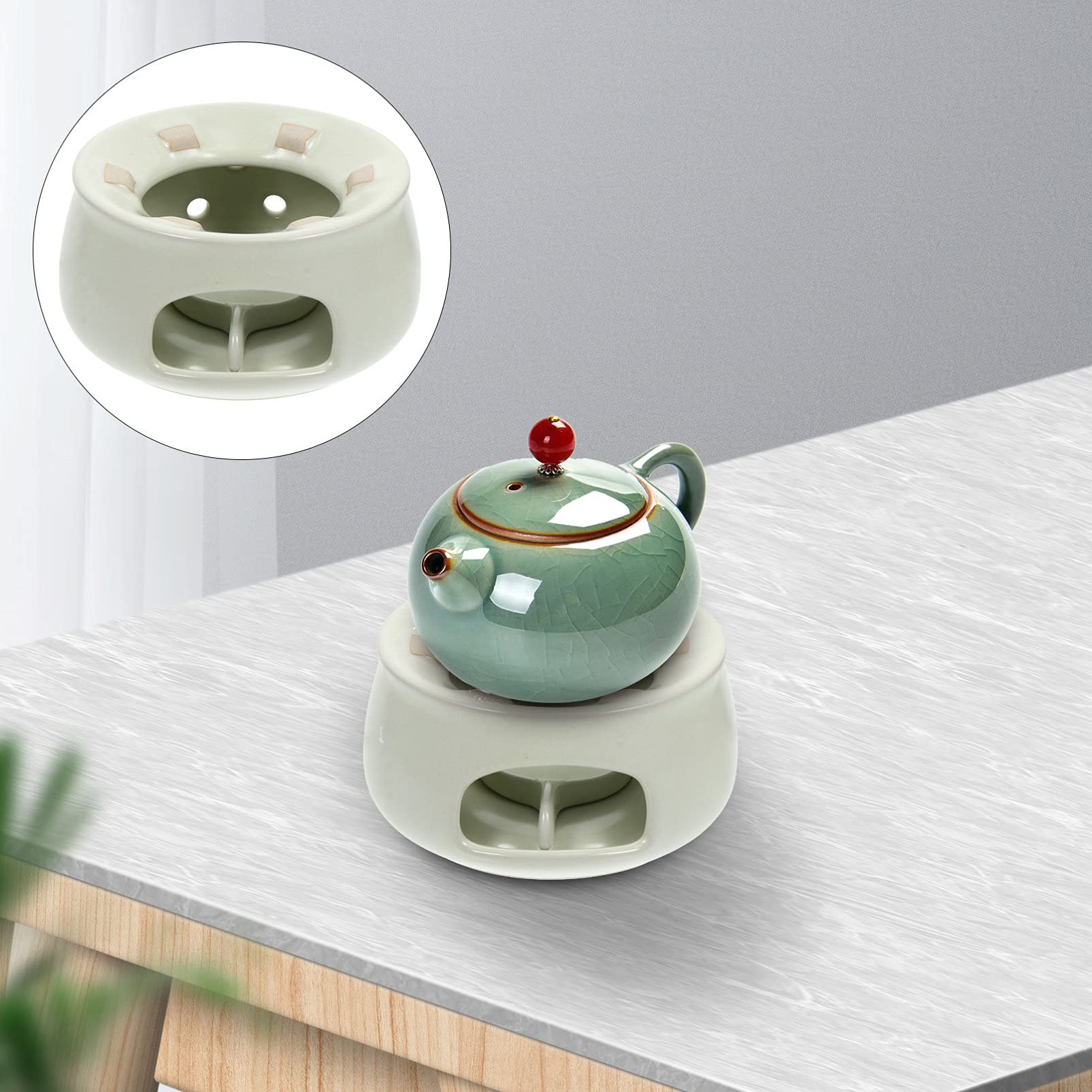 Hemoton Ceramic Tea Warmer Mug - Portable Fuel Oil Cup Warmer for Coffee, Hot Chocolate & Beverages - Perfect for Office, Home & Outdoor Use