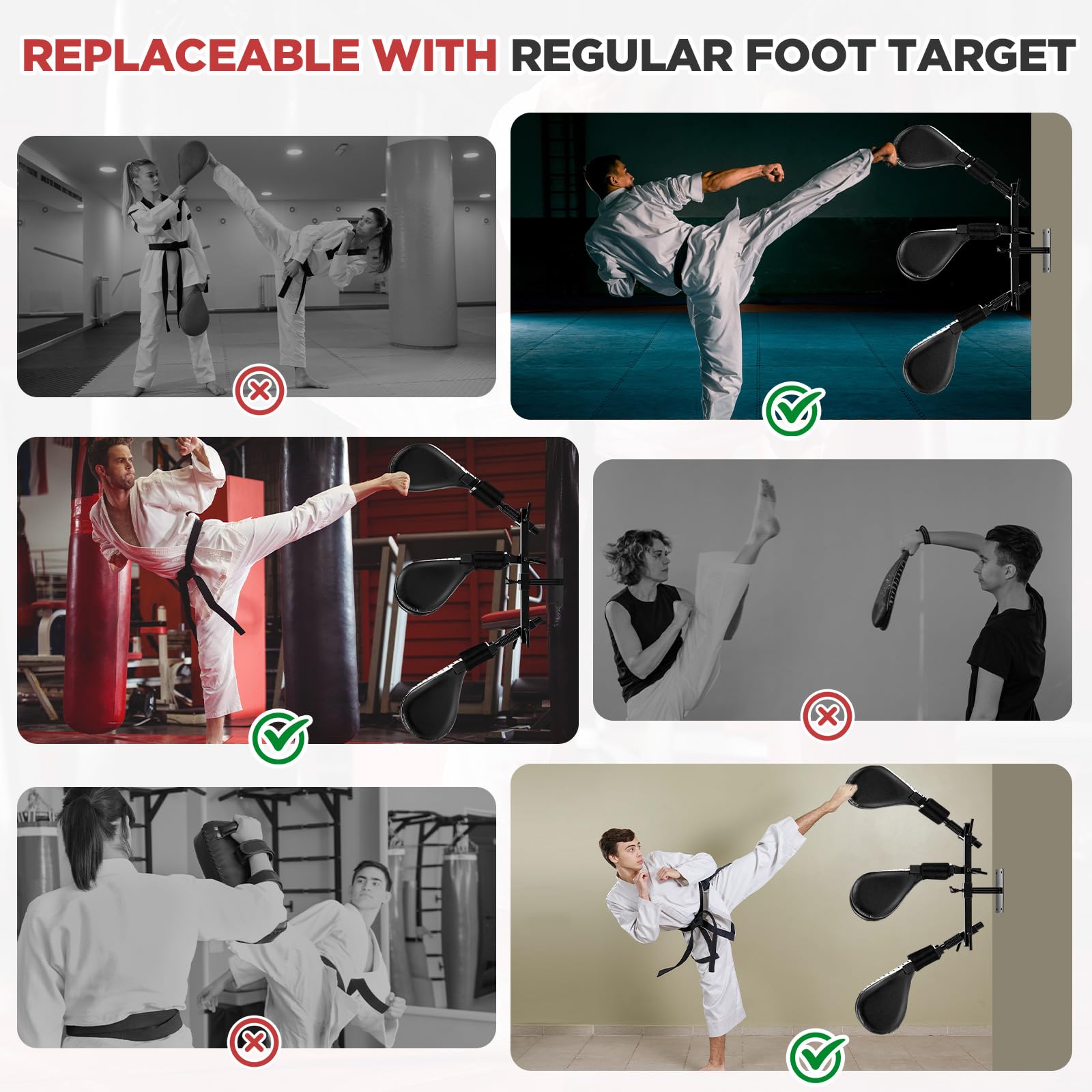 Wall Mounted Taekwondo Kick Pad - Heavy Duty Martial Arts Training Equipment for TKD, Kickboxing & Sparring - Perfect for Youth & Adult Athletes - Improve Striking Accuracy & Power for Home & Gym Workouts
