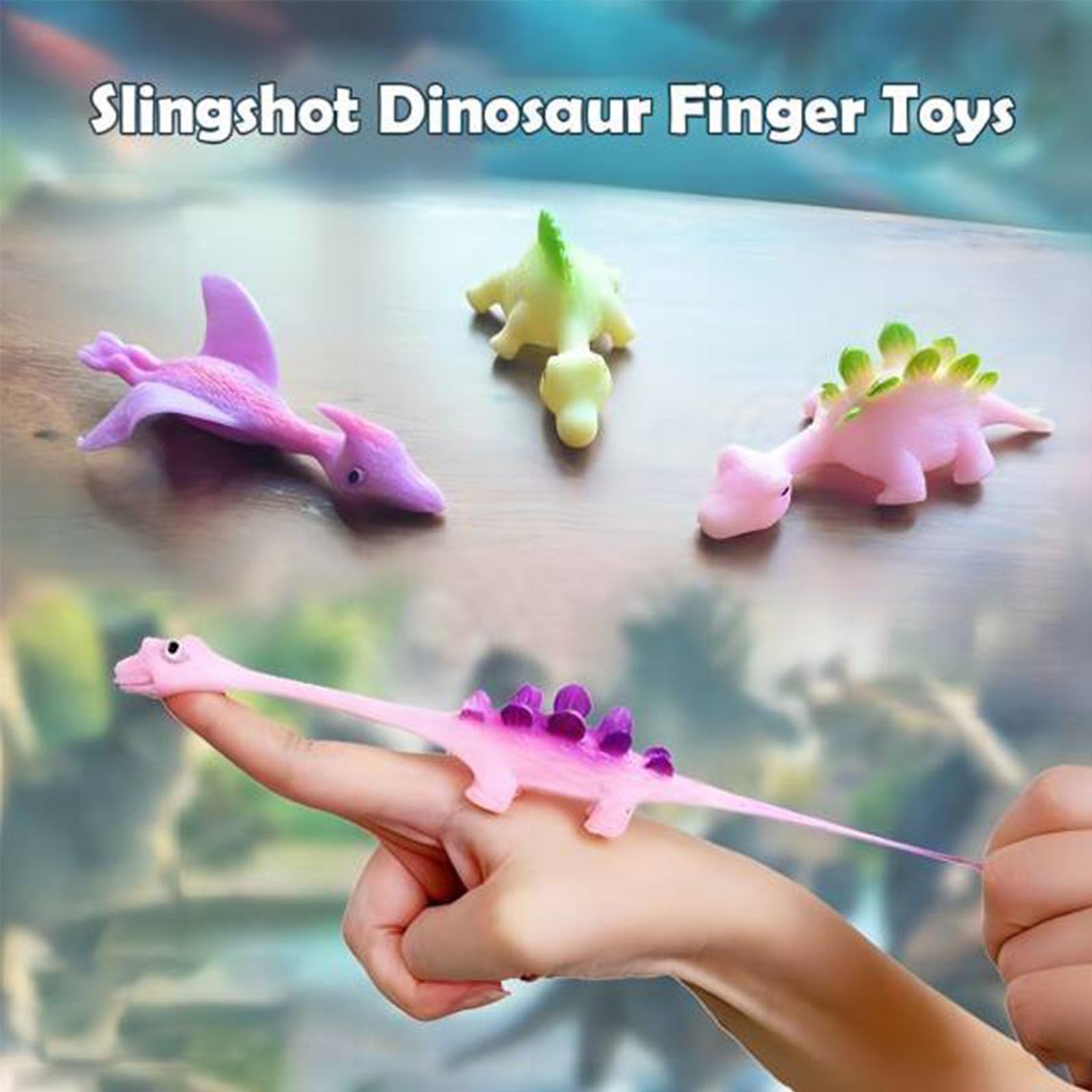 Stretchy Dinosaur Slingshot Finger Toys - 20PCS Sticky Elastic Dino Catapult for Kids, Fun Party Favors & Classroom Rewards - Perfect for Stress Relief, Office Desk Toys and Outdoor Games
