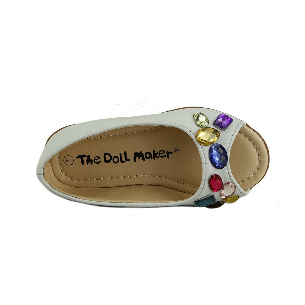 The Doll Maker Peep Toe Rhinestone Flat Sandals - Elegant Women's Dress Shoes for Parties, Weddings & Special Occasions
