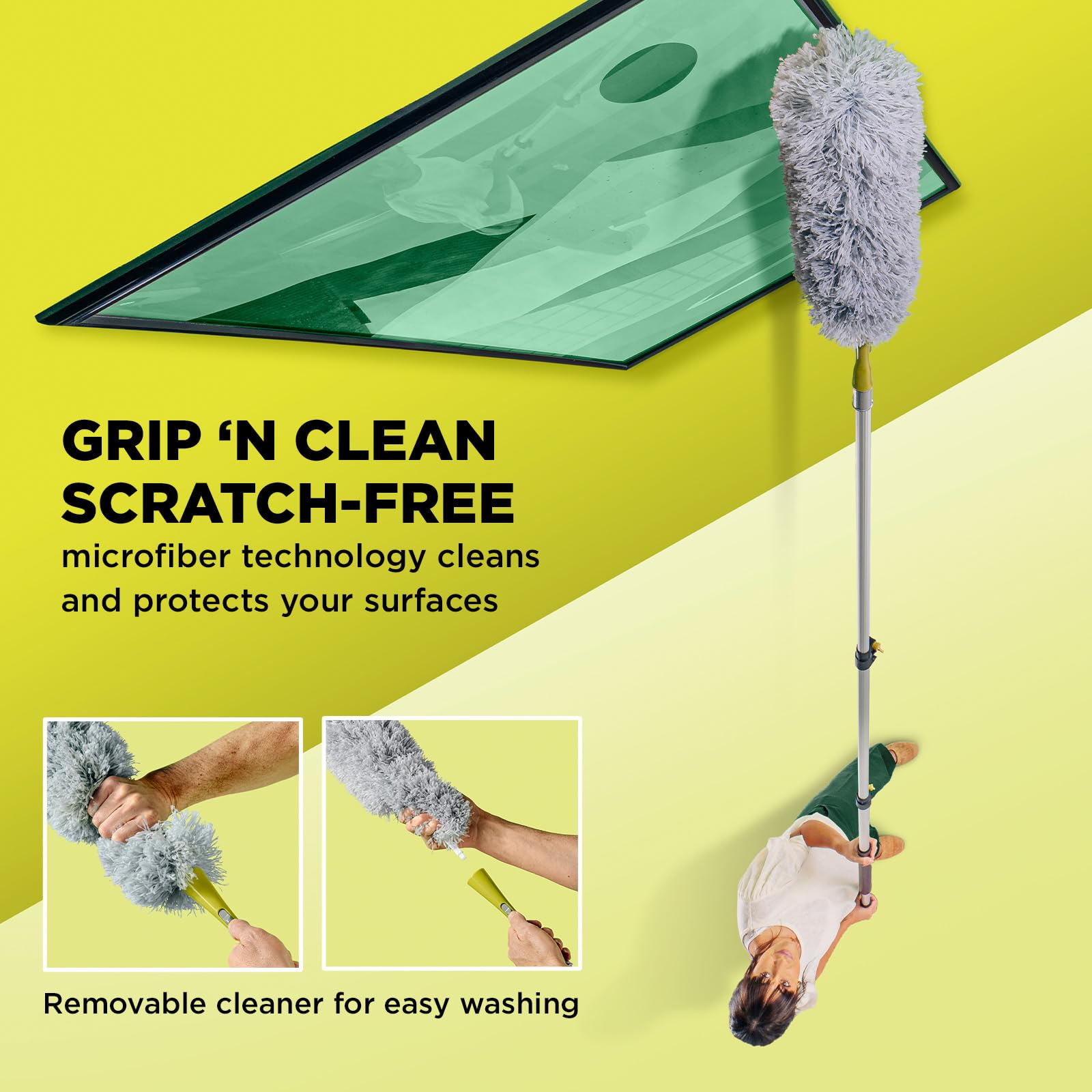 DOCA 5-12 Ft Telescoping Extension Pole - Adjustable Cleaning Pole for Windows, Ceilings & High Surfaces - Compatible with Feather Dusters, Paint Rollers & Squeegees - Indoor & Outdoor Cleaning Tool for Home, Office & Car Wash