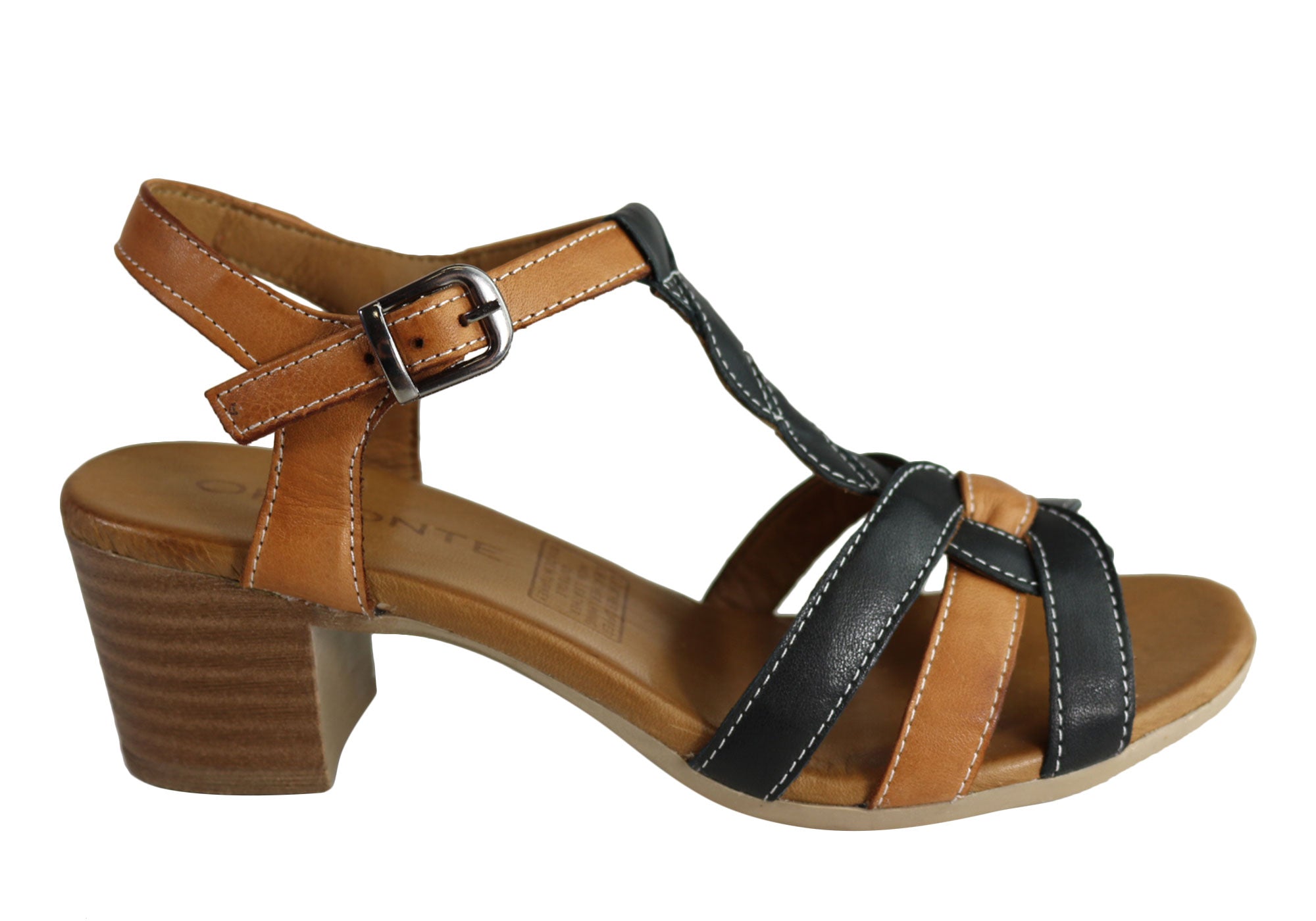 Orizonte Candi Women's European Leather Mid Heel Comfortable Sandals - Stylish & Supportive for Work, Weddings & Summer Outings