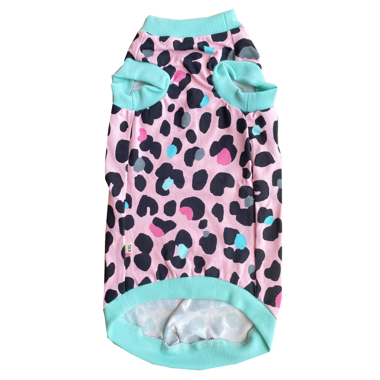 Sphynx Hairless Cat Summer Cotton T-Shirt - Breathable Sleeveless Pet Vest with Round Collar for Cats & Small Dogs | XX-Large Mint Leopard Print | Perfect for Outdoor Adventures & Photo Shoots