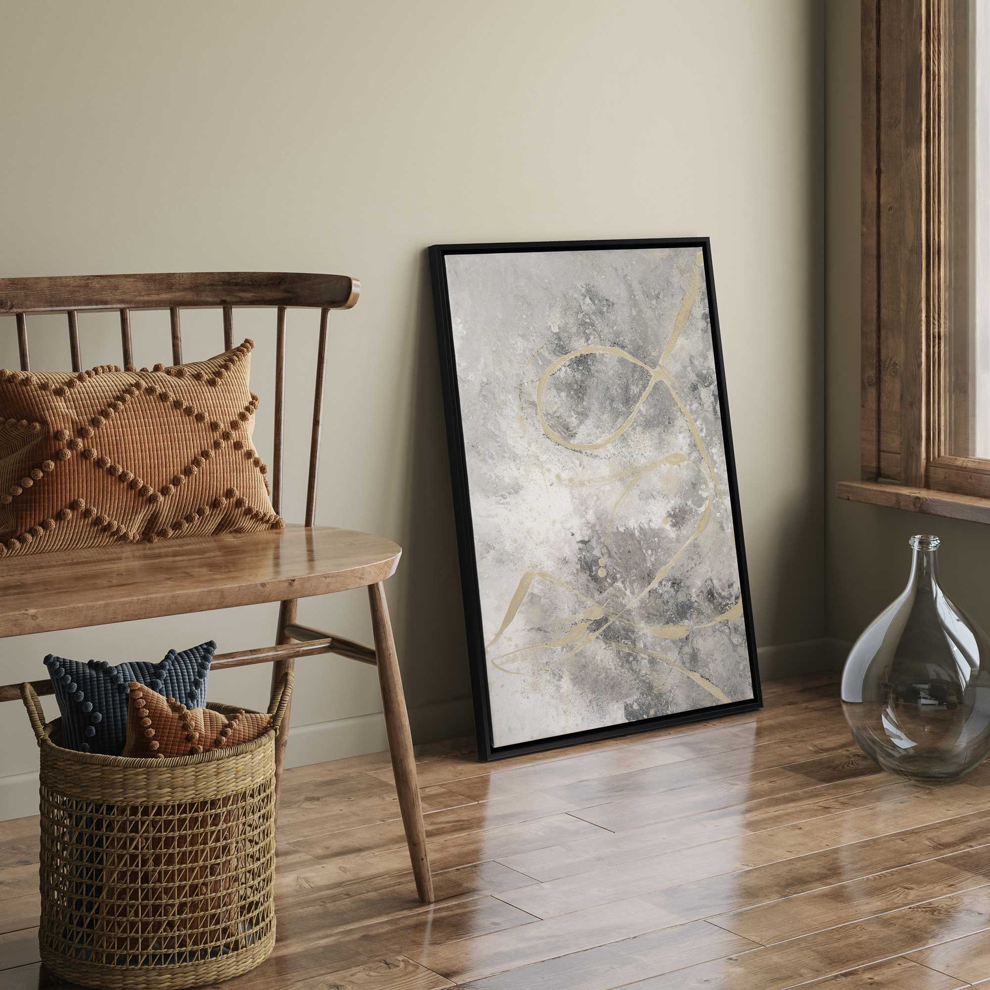 Gilded Whispers v3 Canvas Wall Art Print - Modern Abstract Painting for Living Room, Bedroom & Office Decor