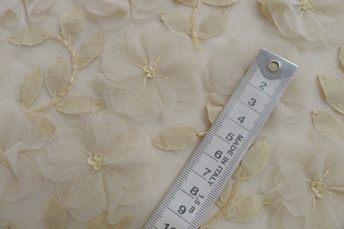 Exquisite Appliqued Silk Georgette Fabric - Premium Material for Dresses, Scarves & Home Decor | Perfect for Evening Gowns, Bridal Wear & Luxury Fashion Projects