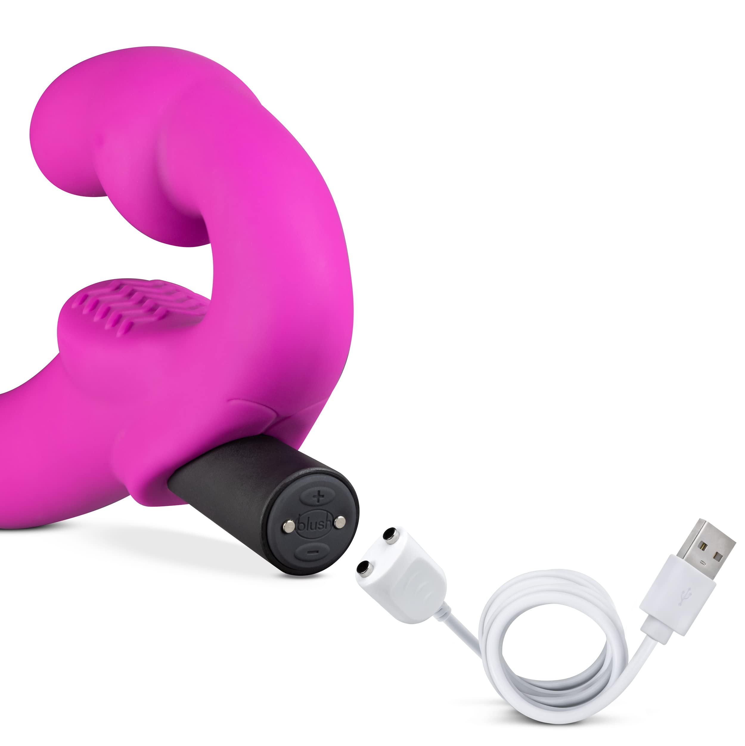 Blush Novelties Temptasia Estella Strapless Silicone Dildo with 10 Powerful Waterproof Vibration Modes - Adult Sex Toy for Women Couples - Perfect for Solo Play, Couples Intimacy & Sensual Exploration (Pink)