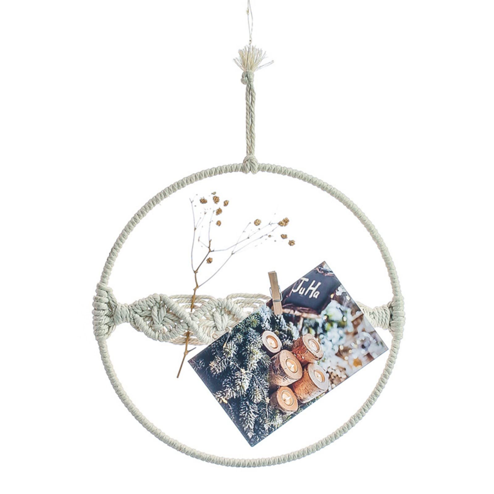Ingzy Macrame Wall Tapestry with Bamboo Ring - Boho Woven Wall Hanging, Cotton Rope Decor for Bedroom, Living Room, Nursery, and Office Spaces