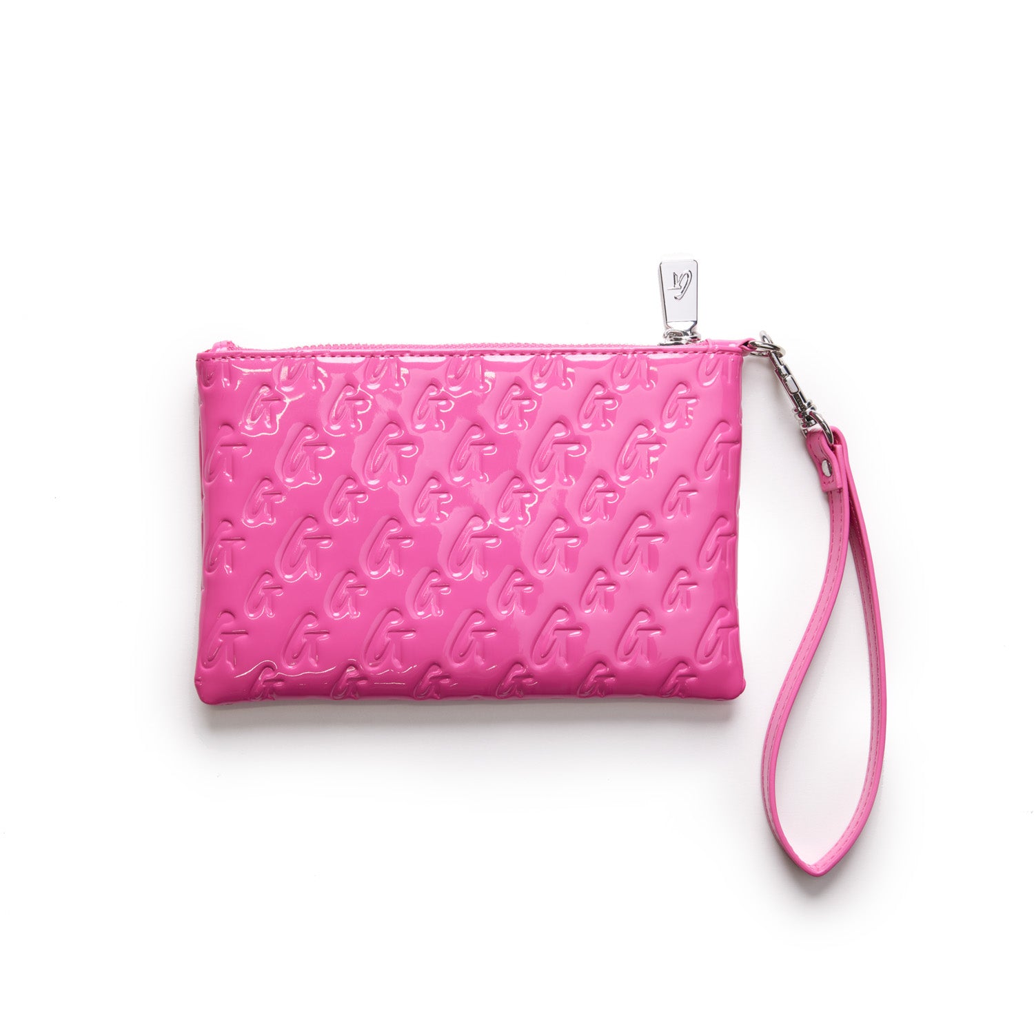 Mini Monogram Silver Wristlet Mirror with Hot Pink Accent - Perfect for Parties, Clubbing & Evening Events