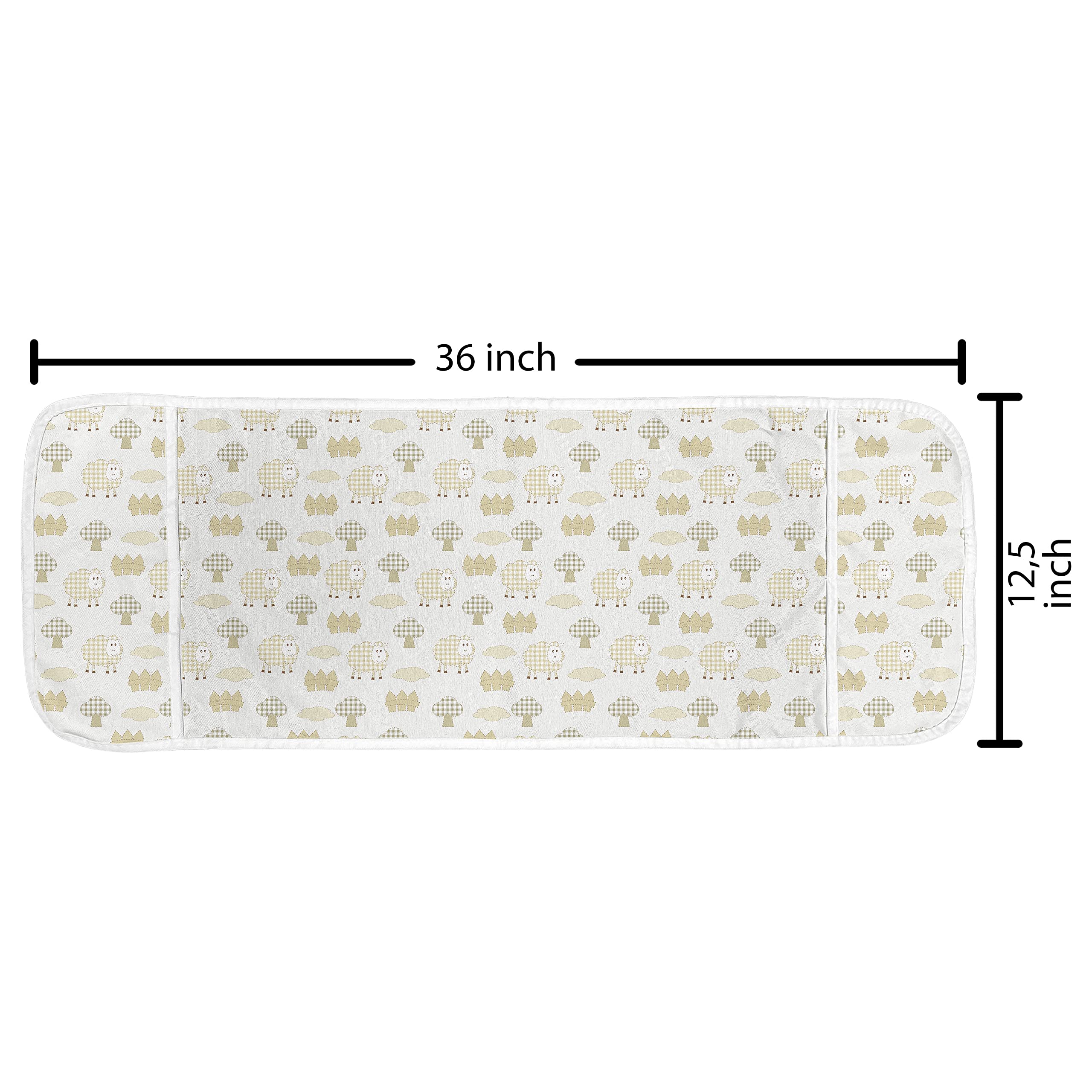 Ambesonne Sheep Microwave Cover - Checkered Pattern with Sheep Characters, Farm Life Design - Waterproof Kitchen Organizer with Pockets - 36