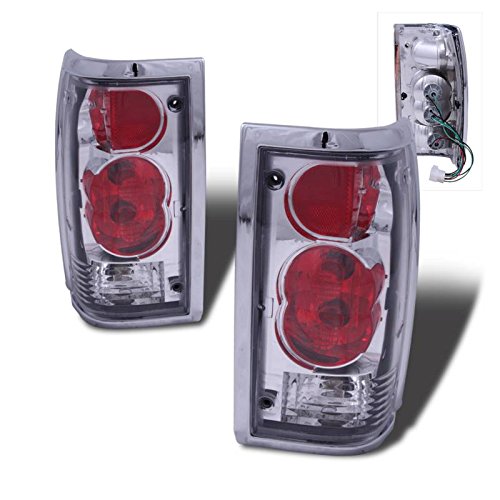 Chrome Euro Tail Lights Assembly Set for Mazda B2000 - Left & Right Pair Replacement - Durable LED Brake Lights for Night Driving & Enhanced Safety