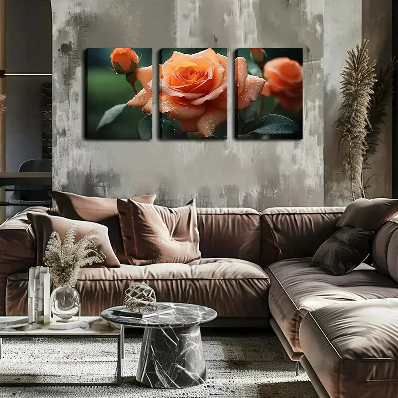 3-Piece Elegant Roses Wall Art Set - Framed Canvas 40x60cm - High Quality Print - 100% Australian Made - Ready to Hang - Perfect for Living Room, Bedroom & Office Decor