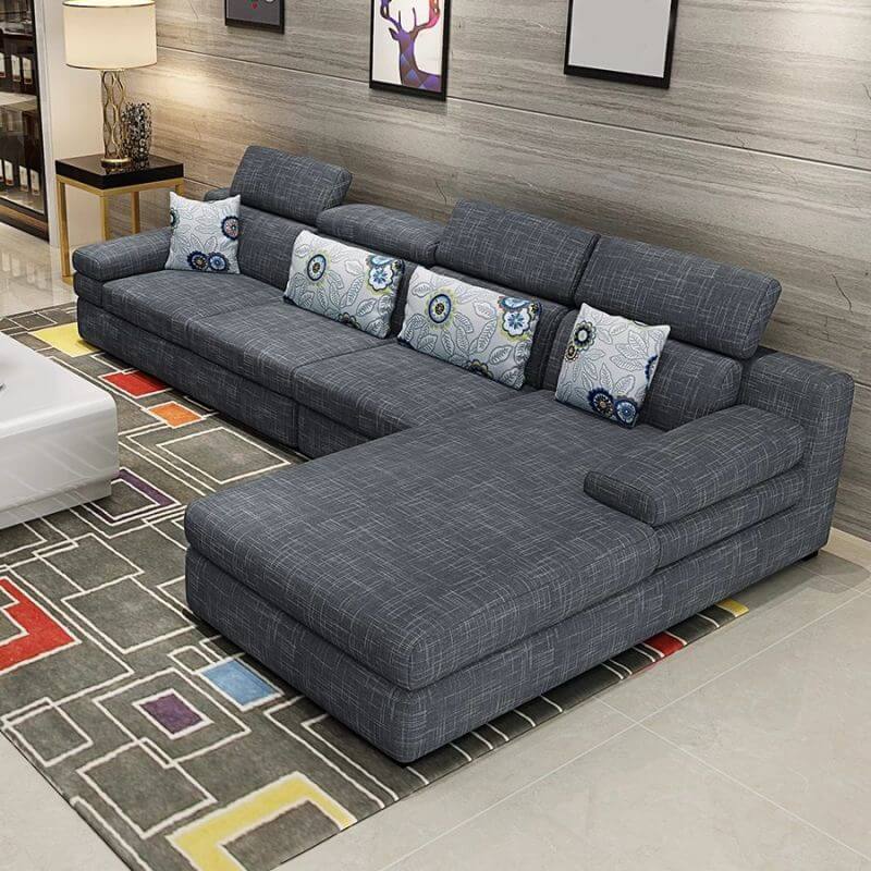 L-Shaped Left/Right Hand Facing Reclining Sofa with Adjustable Headrest & Hidden Support - Perfect for Living Room, Home Theater & Family Gatherings