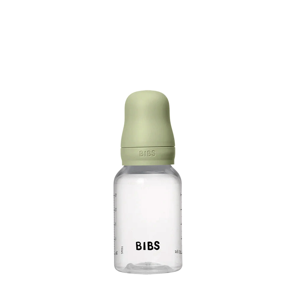 Plastic Baby Bottle with Latex Bibs - 150ml Feeding Set in Sage Green - Perfect for Newborns, Infants & Toddlers at Home or On-the-Go