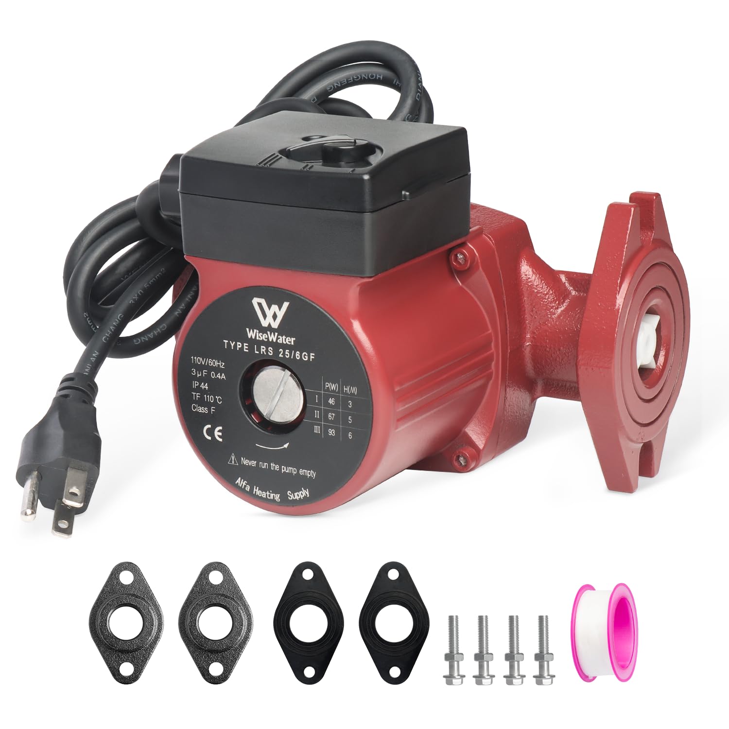 110V 12.6 GPM Hot Water Recirculating Pump with 3-Speed Control & Check Valve - 1