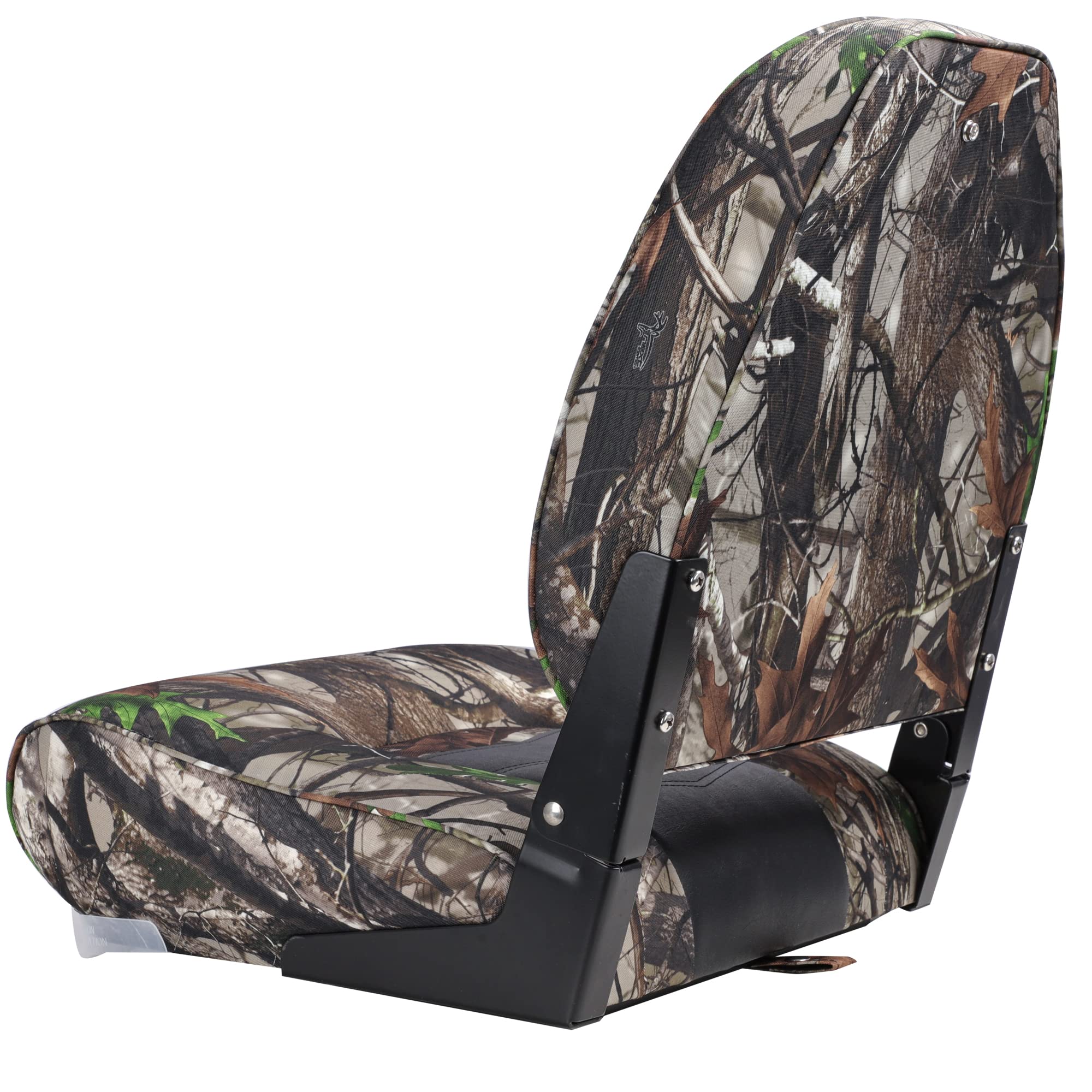 Premium High Back Folding Boat Seat with Stainless Steel Screws - Camo/Black (2 Pack) - Comfortable & Durable Fishing Boat Chairs for Pontoon, Deck, or Marine Use