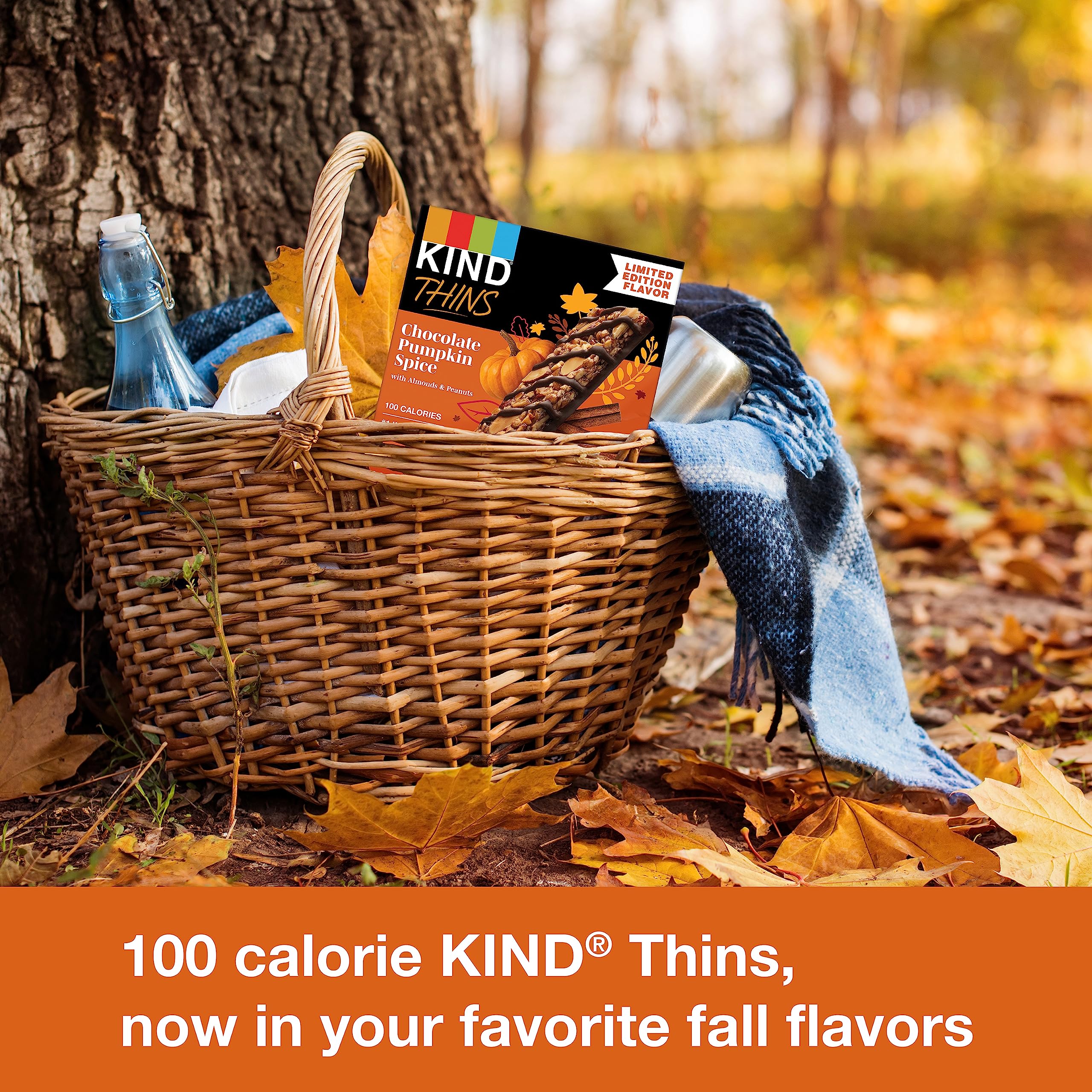 KIND THINS Chocolate Pumpkin Spice with Almonds & Peanuts - Gluten Free, 100 Calorie Healthy Snack Bars (10 Count) - Perfect for On-the-Go Breakfast, Office Snacks & Post-Workout Energy Boost