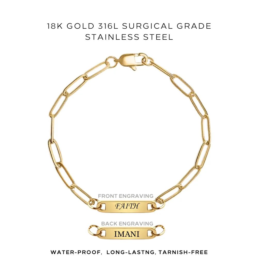 Personalized Engraved Paperclip Bracelet - Custom Name Jewelry Gift for Women - Elegant & Minimalist Design - Perfect for Anniversaries, Birthdays & Special Occasions