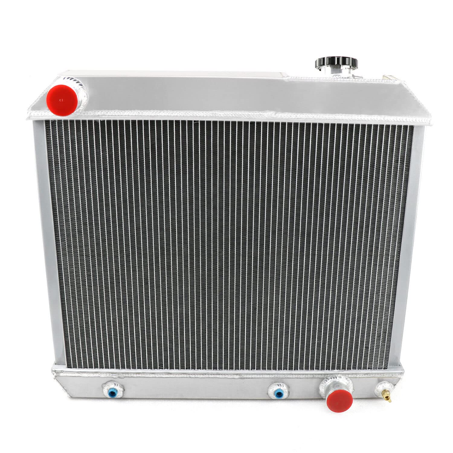 1961-1966 Chevy C10 C20 C30 K10 K20 GMC Oldsmobile Pontiac Catalina Truck Aluminum Radiator - 3 Row Full Aluminum Cooling System with Shroud Fan & Relay Kit - Perfect for Classic Truck Restoration & Hot Weather Performance