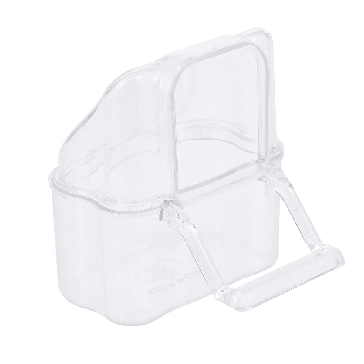 POPETPOP Transparent Plastic Bird Feeder - Cockatiel Seed & Water Cups - Cage Accessories for Parrots, Canaries, Finches - Perfect for Indoor/Outdoor Aviaries, Bird Cages & Pet Bird Care