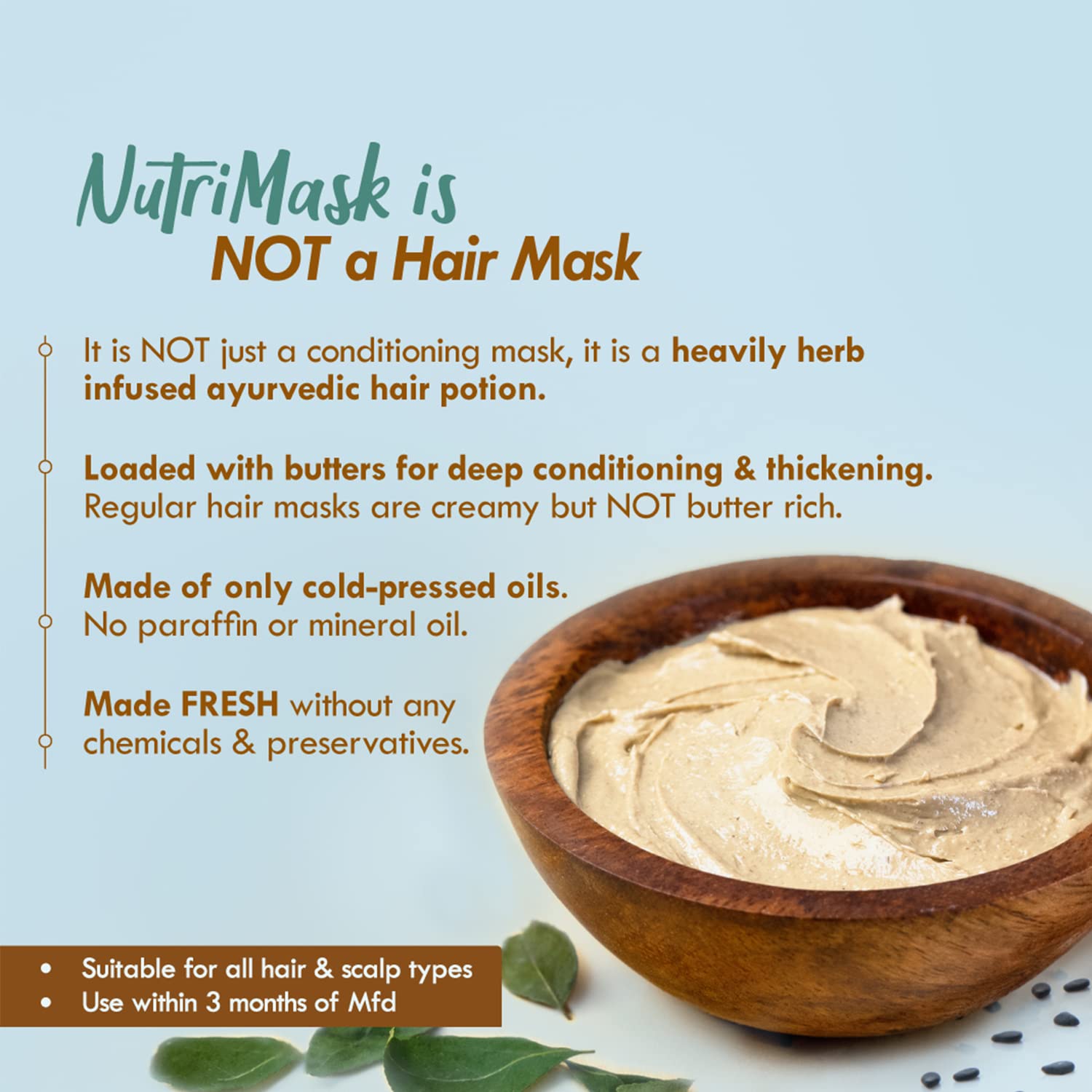 **Nat Habit Curry Sesame NutriMask - Natural Hair Mask for Grey Hair, Deep Conditioning, Smoothing, Strengthening & Shine - For All Hair & Scalp Types (2 x 40g) | Revitalize Dry, Damaged Hair at Home**