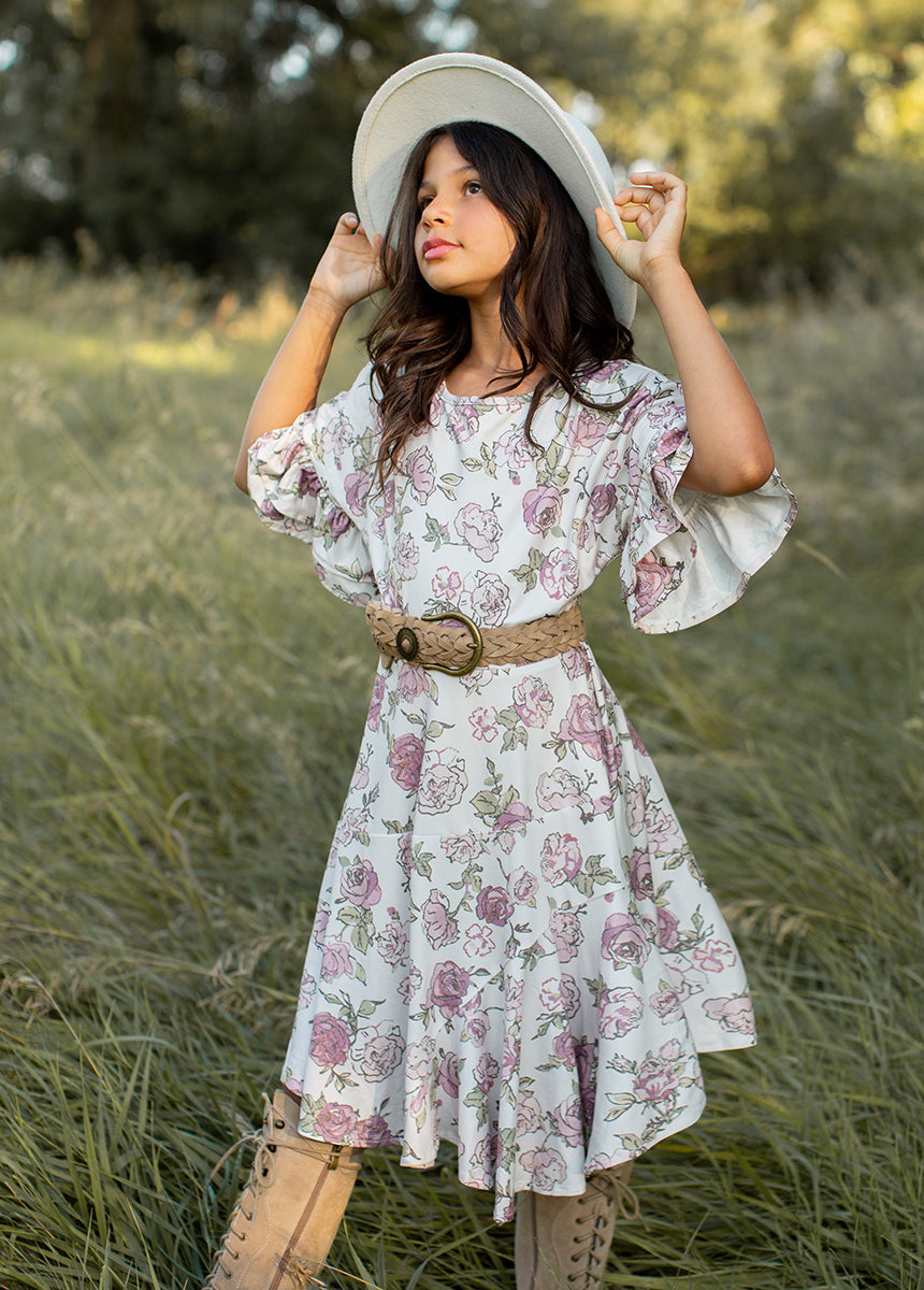 Emilia Boho Rose Dress - Floral Print Bohemian Maxi Dress for Women | Perfect for Beach Vacations, Summer Parties & Casual Outings