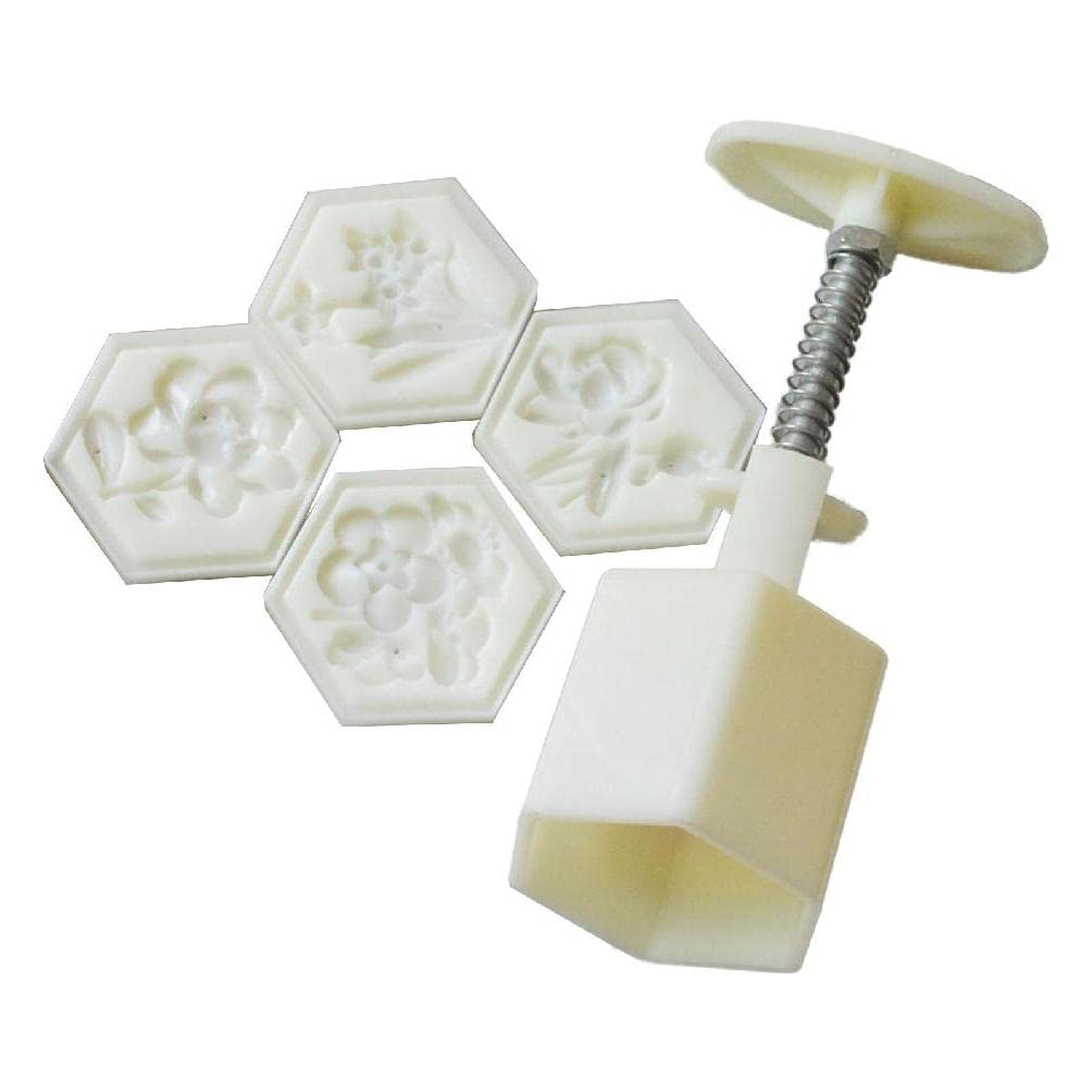 50g Cute Flower Shape Pastry Moulds - Mooncake Molds for Baking, Hand Pressure Plastic Material, Pastry Tools and Gadgets - Perfect for DIY Mooncakes, Cookies, and Dessert Decorations