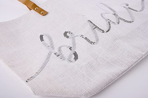 Elegant Mud Pie Silver Sequin Bride Tote Bag - Perfect for Wedding, Bridal Shower & Bachelorette Party Accessories