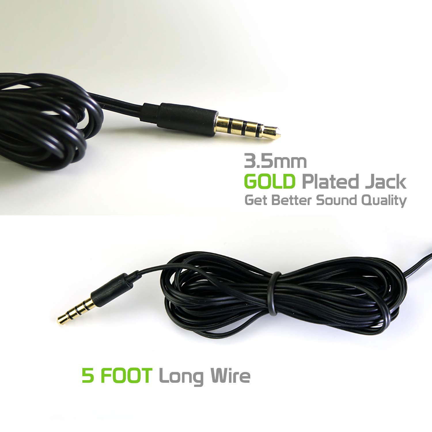 Premium Mono 3.5mm Hands-Free Headset with Boom Mic - 5ft Cord for iPhone, Samsung, LG, Motorola & More | Noise-Canceling for Calls, Gaming, Office & Remote Work