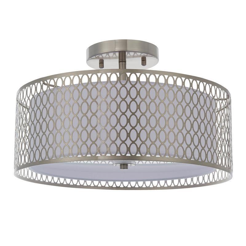 3-Light Nickel Flush Ceiling Light Fixture - Modern LED Lighting for Bedroom, Hallway, or Kitchen - Cordero Collection