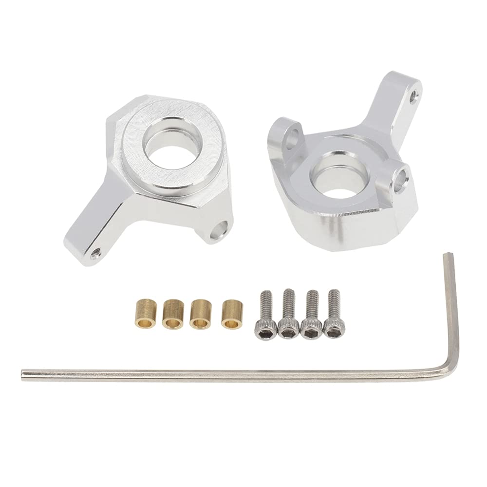 2Pcs Heavy Duty Metal Steering Knuckle & Cup Set for 1/24 RC Crawler Car Axial SCX24 90081 AXI00001 - Durable Upgrade Parts for Off-Road Crawling & Rock Climbing Adventures
