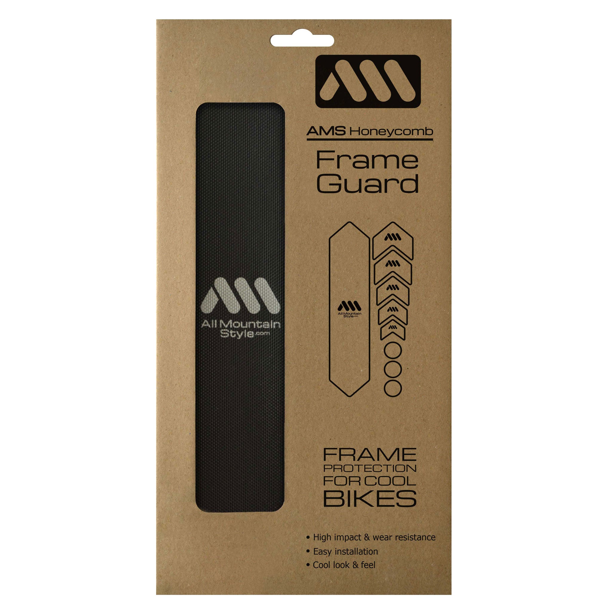 All Mountain Style Basic Honeycomb Frame Guard - Black/Silver - Durable Bike Protection for Mountain & Trail Riding