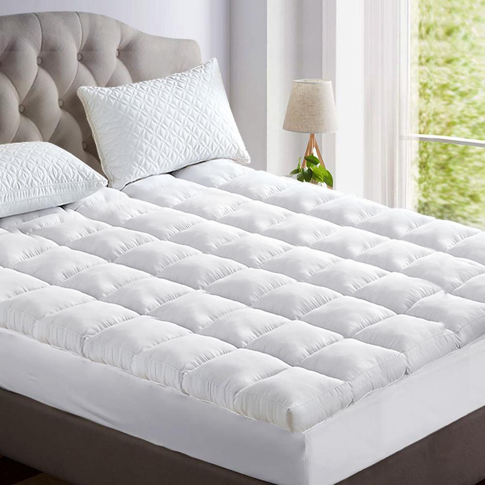 Bamboo Fiber King Mattress Topper - Cooling Pillowtop Protector for Pressure Relief & Back Pain - Perfect for Hot Sleepers & Allergy Sufferers