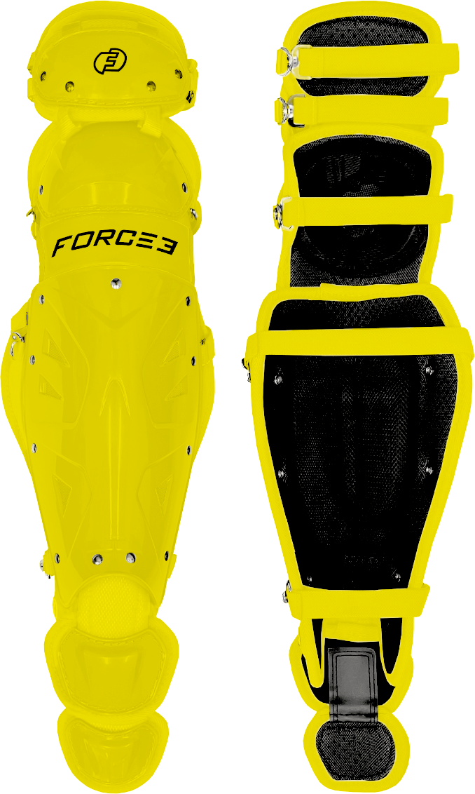 FORCE3 Defender Catcher Leg Guards - Best Baseball Catcher Shin Guards for Youth & Adults - Perfect for Training, Games & Competitive Play