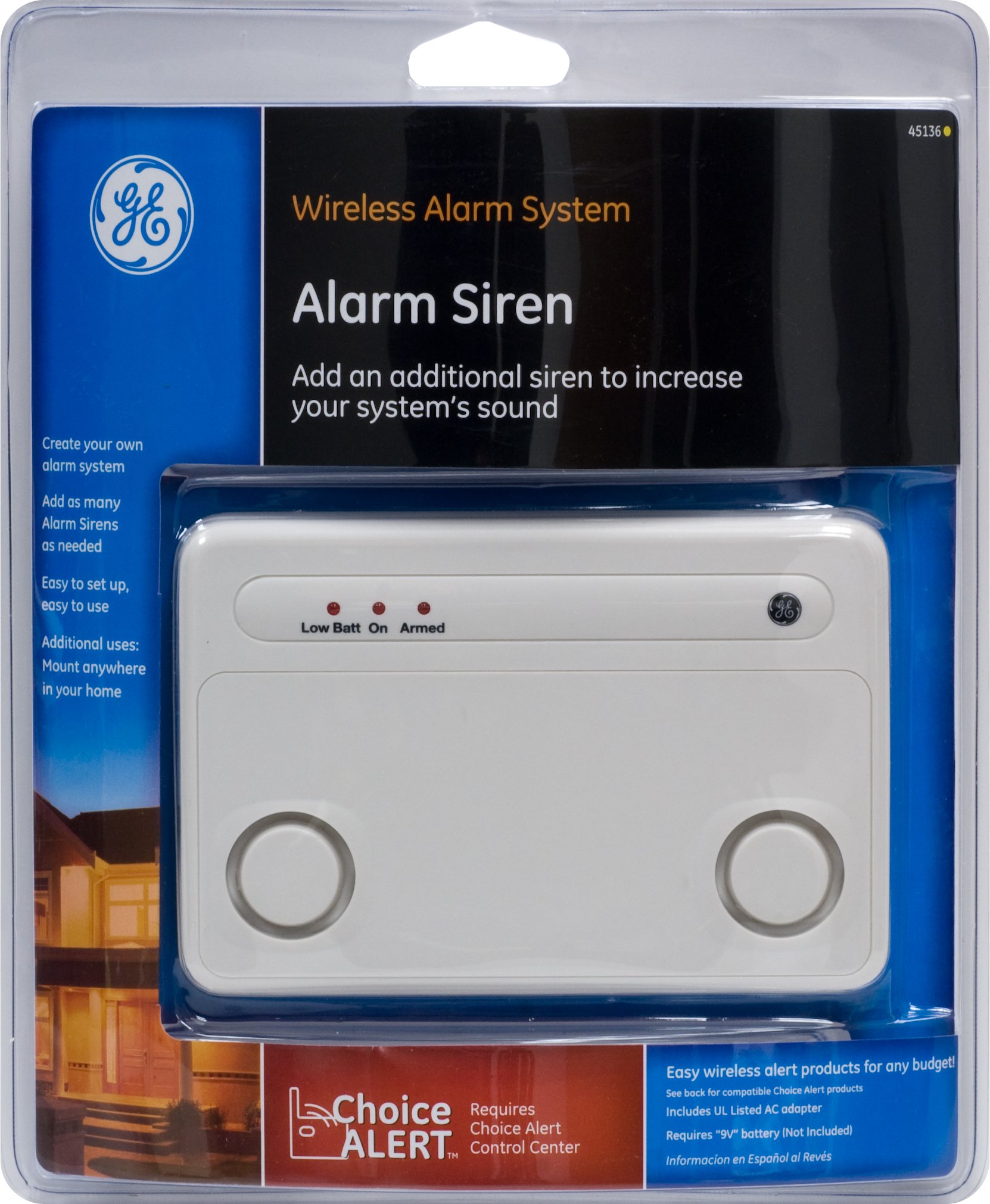 GE Choice Alert Wireless Alarm System - 110dB Loud Siren for Home Security | Burglar & Fire Alarm with Remote Control | Perfect for House, Apartment & Business Protection