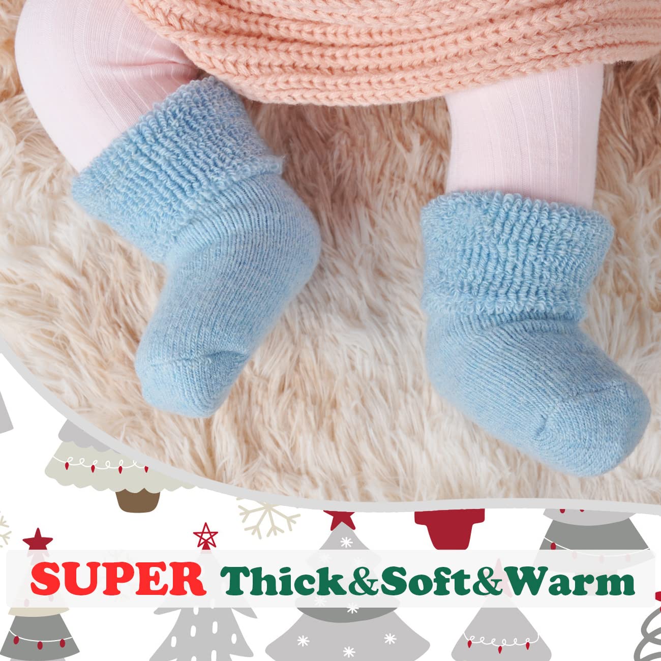 Warm Baby Wool Socks for Toddlers - Thick Thermal Ankle & Crew Socks for Boys & Girls (3-5 Pairs) - Perfect for Winter Boots & Cold Weather Protection