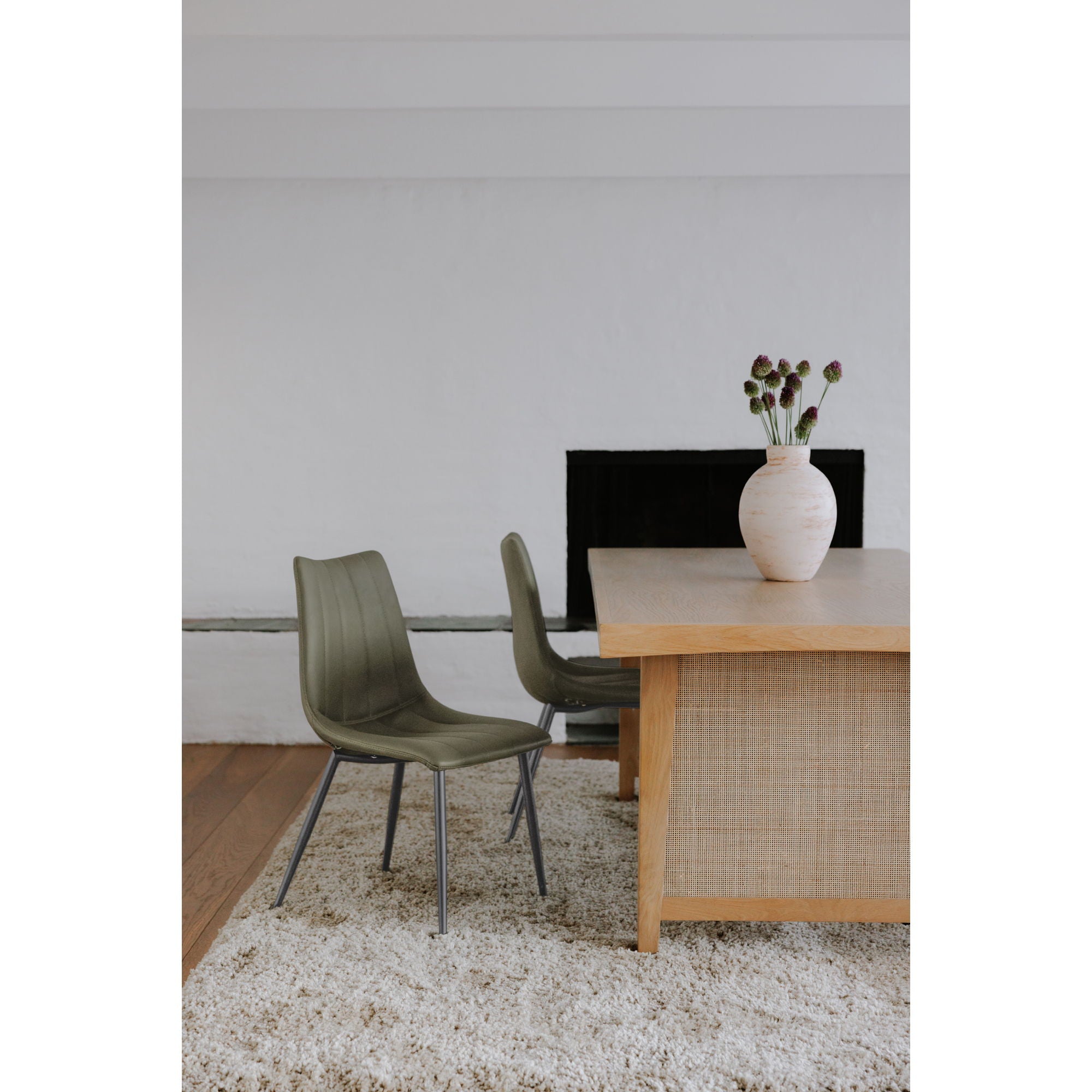 Alibi Dining Chairs Set of 2 - Dark Green Velvet Upholstered Modern Kitchen Chairs for Dining Room, Breakfast Nook & Small Spaces