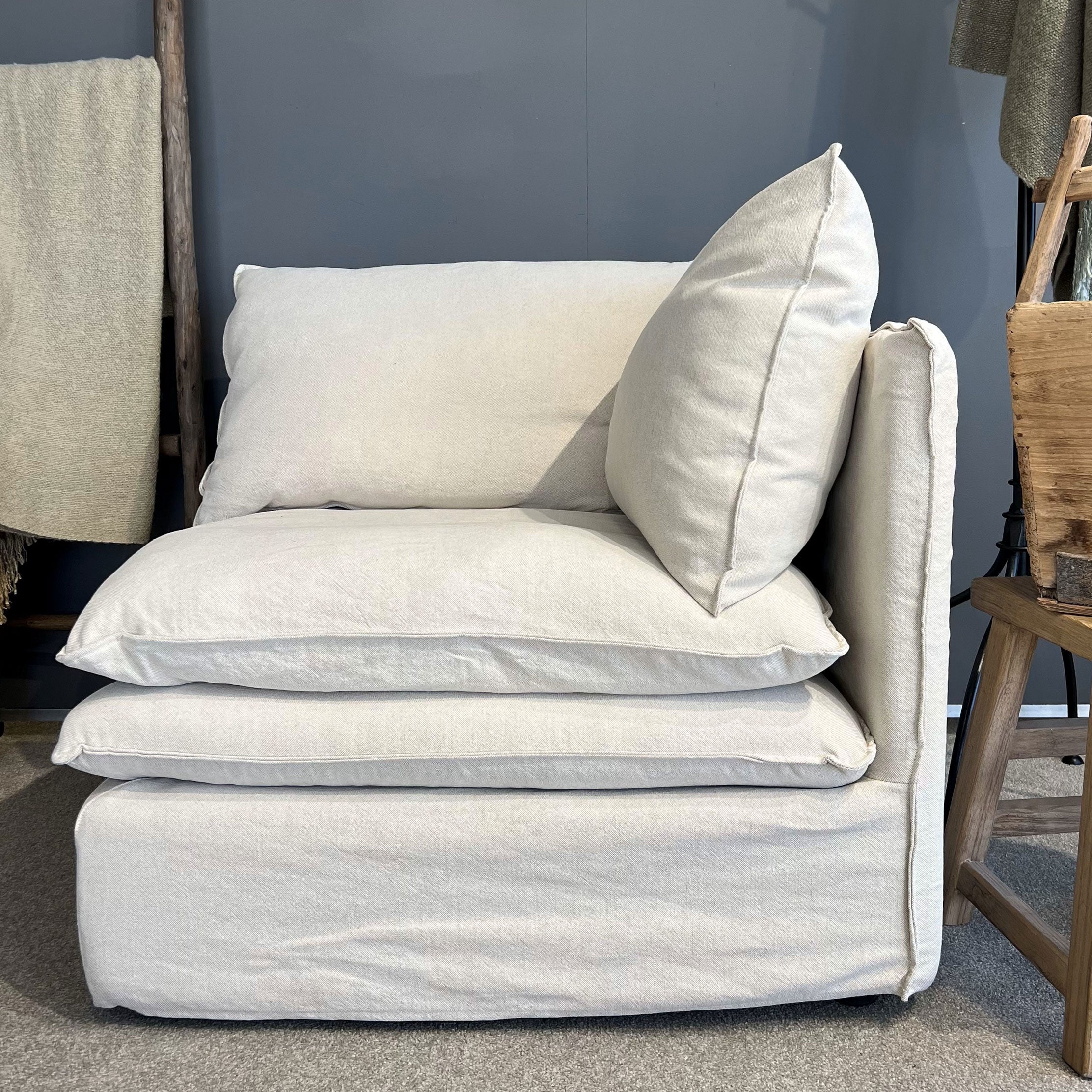 Laguna Slipcover Sectional Sofa - 4 Seater Modern L-Shaped Couch with Removable Cover | Perfect for Living Room, Family Room & Small Spaces