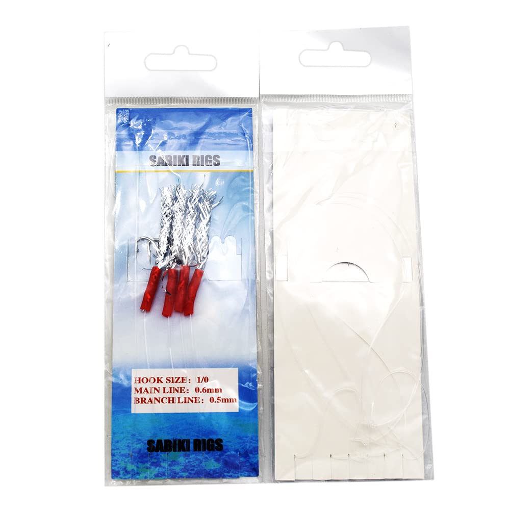 Sabiki Rigs Fishing Lures with Glow Beads & High Carbon Hooks - Saltwater & Freshwater Bait Rigs for Surf, Pier, and Boat Fishing