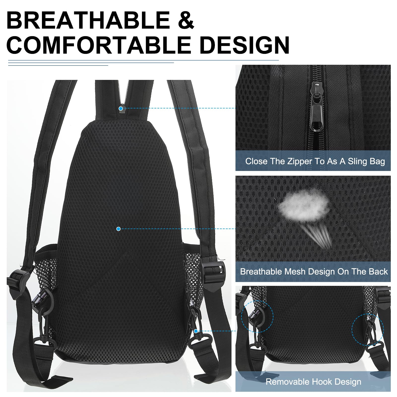Convertible Sling Bag Crossbody Backpack - 8.5