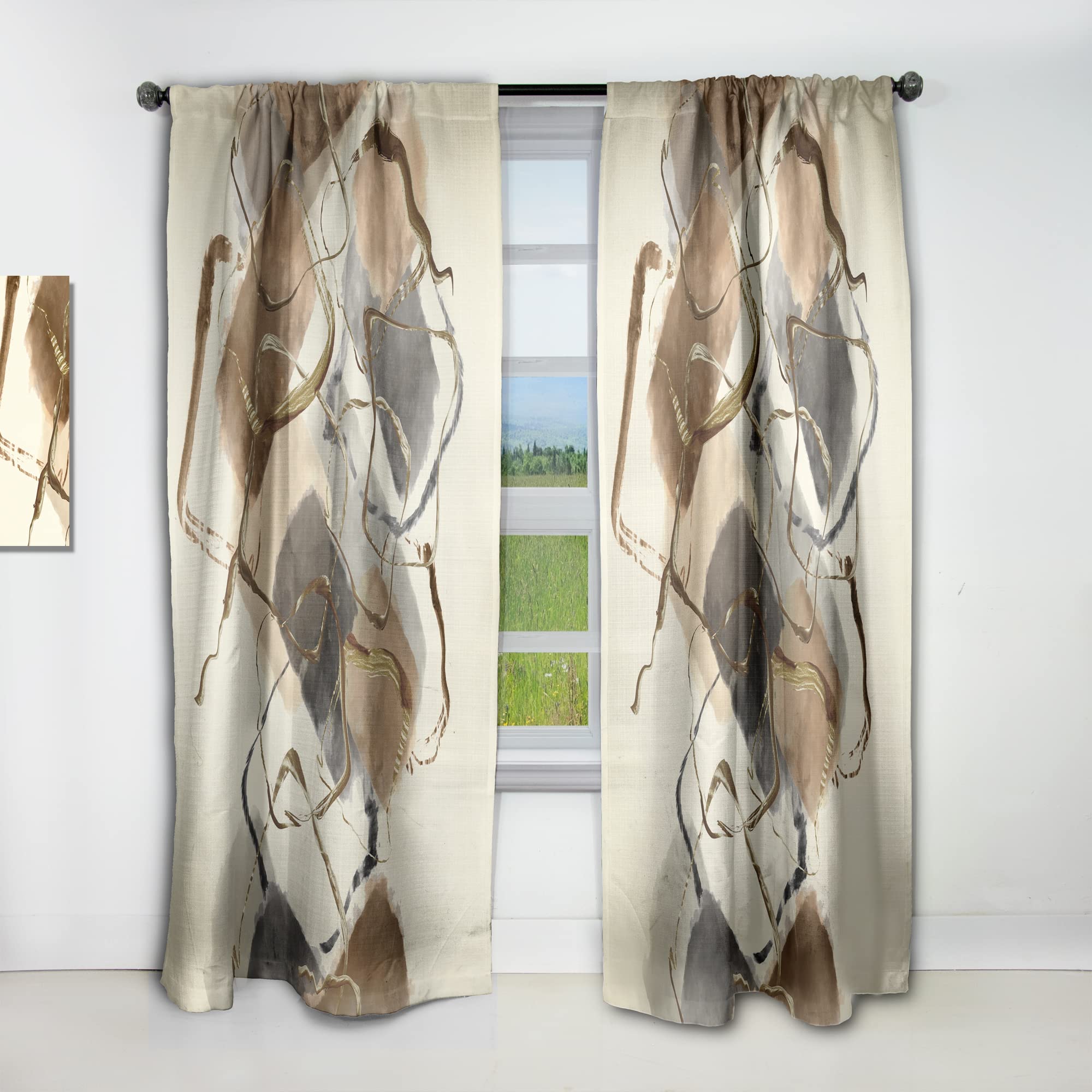 DesignQ Blackout Curtains 'Gold Glam Squares III' - Thermal Insulated Single Panel (52x90 inches) for Bedroom & Living Room - Noise Reducing & Energy Saving Window Drapes for Better Sleep & Privacy