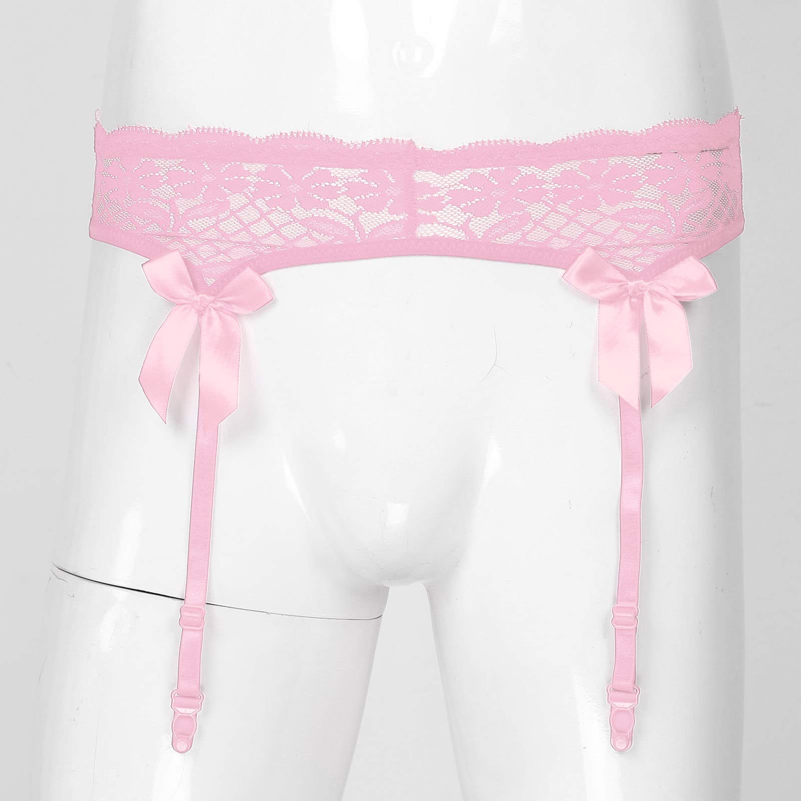 ACSUSS Men's Sheer Lace Suspenders - Adjustable Elastic Waistband Garter Belt with Bowknot for Stockings | Crossdressing & Lingerie Fashion | Perfect for Cosplay, Role Play and Sensual Occasions
