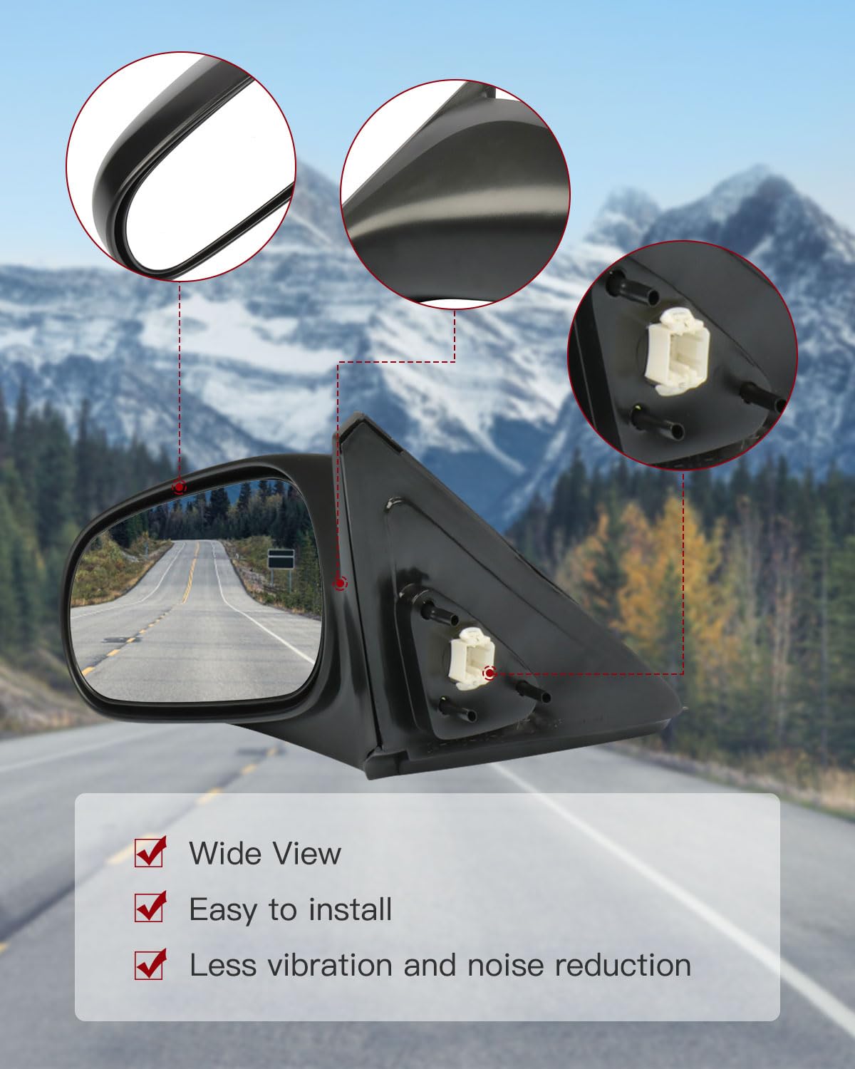 Replacement Power-Adjustable Driver Side Mirror for 1996-2000 Honda Civic (Left Side) - Durable Auto Part for Safe Driving & Easy Installation